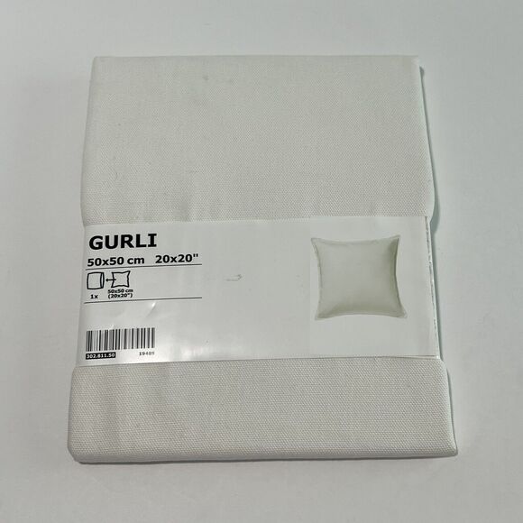 IKEA GURLI Cushion Pillow Cover Square 20X20 Ivory Cream 100% Cotton NEW